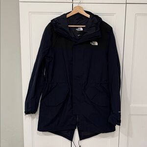 The North Face Men’s DryVent Long Rain Coat - Navy Blue W/ Black Panels - L